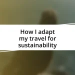 How I adapt my travel for sustainability