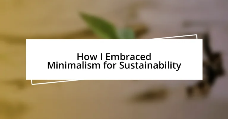 How I Embraced Minimalism for Sustainability