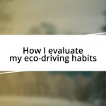 How I evaluate my eco-driving habits