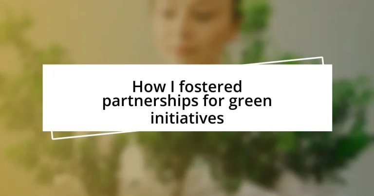 How I fostered partnerships for green initiatives