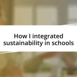 How I integrated sustainability in schools