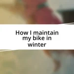 How I maintain my bike in winter