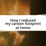 How I reduced my carbon footprint at home