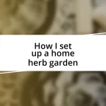 How I set up a home herb garden