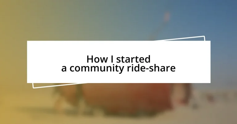 How I started a community ride-share