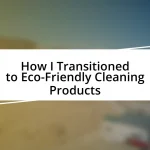 How I Transitioned to Eco-Friendly Cleaning Products