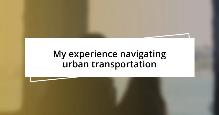 My experience navigating urban transportation