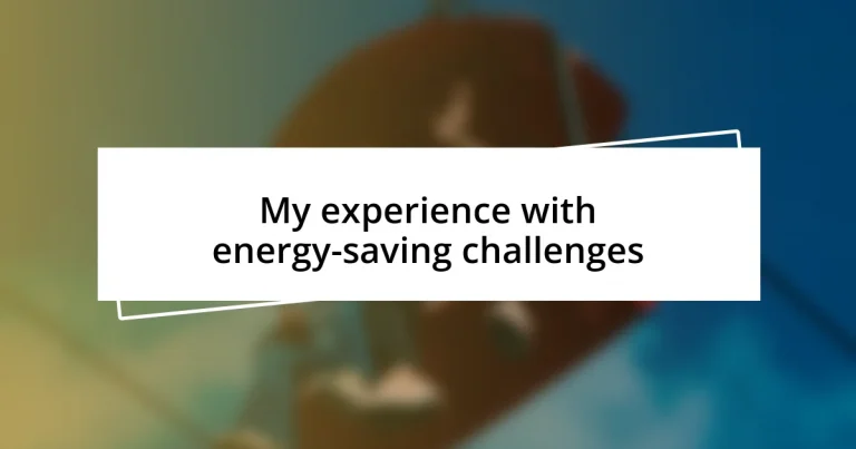 My experience with energy-saving challenges