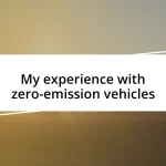 My experience with zero-emission vehicles