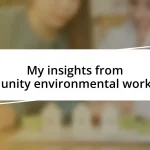 My insights from community environmental workshops