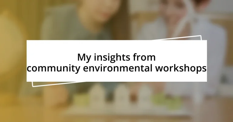 My insights from community environmental workshops