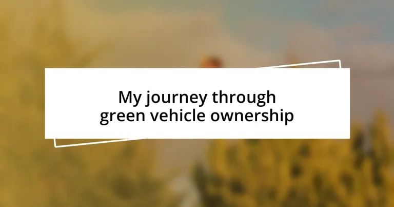 My journey through green vehicle ownership