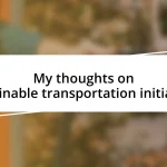 My thoughts on sustainable transportation initiatives