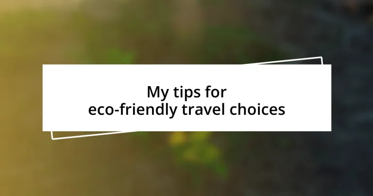 My tips for eco-friendly travel choices