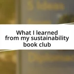 What I learned from my sustainability book club