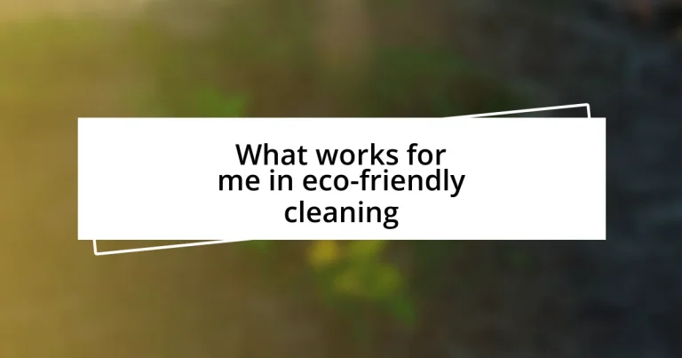 What works for me in eco-friendly cleaning