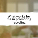 What works for me in promoting recycling