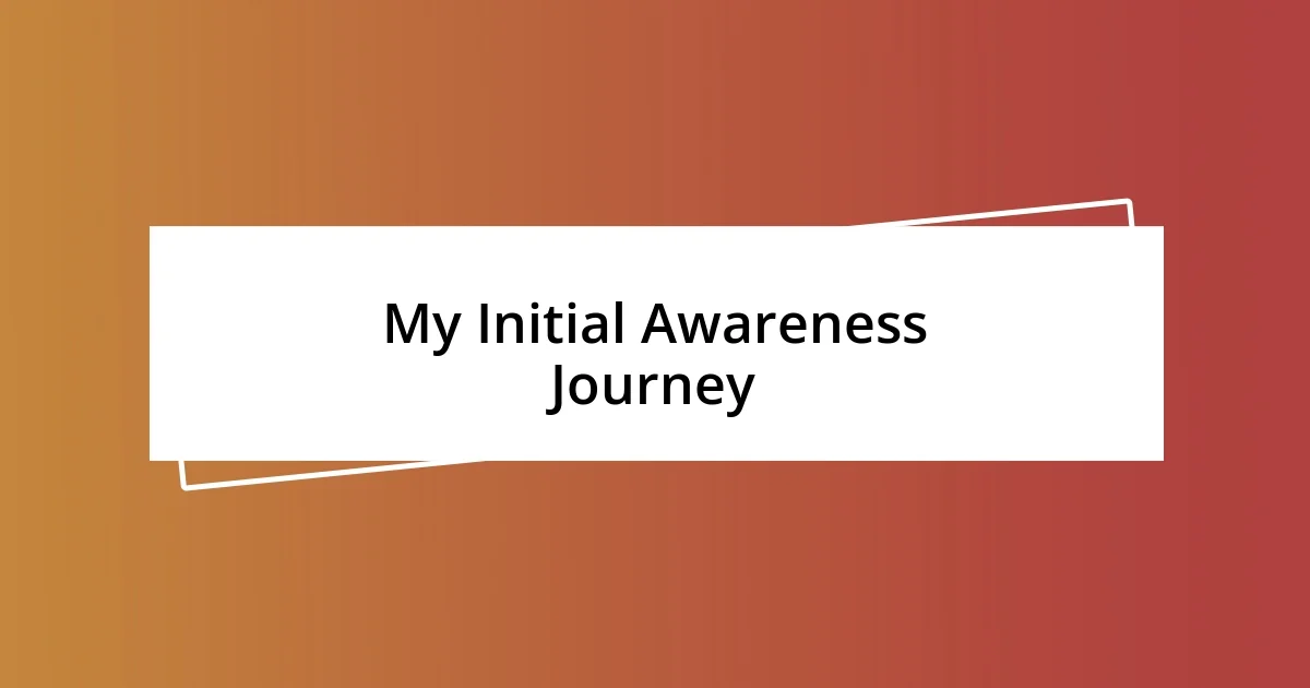 My Initial Awareness Journey