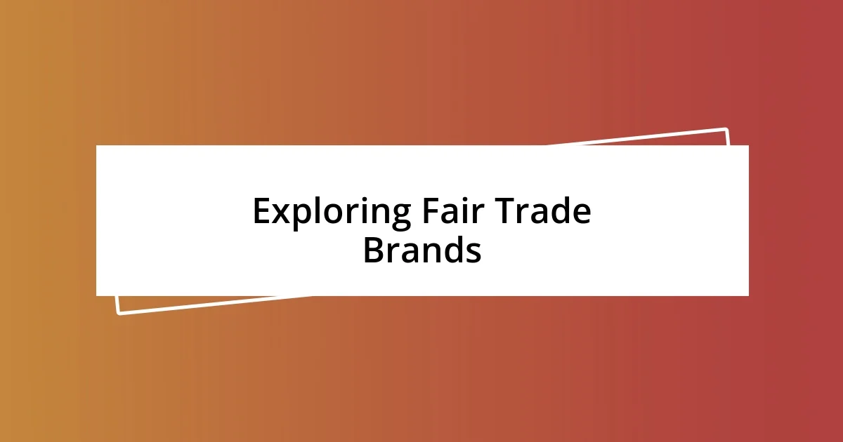 Exploring Fair Trade Brands