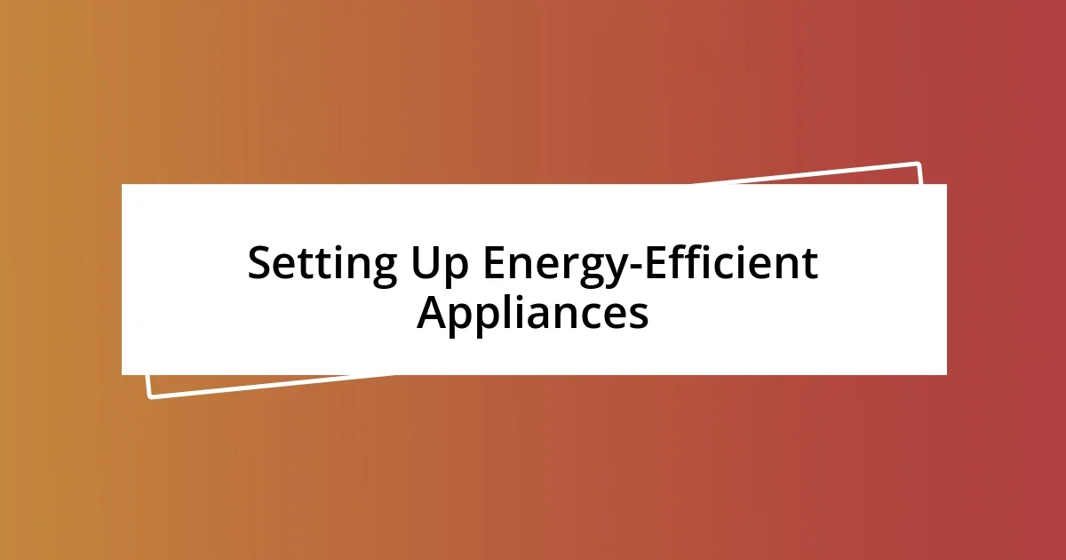 Setting Up Energy-Efficient Appliances