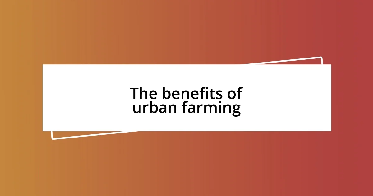 The benefits of urban farming