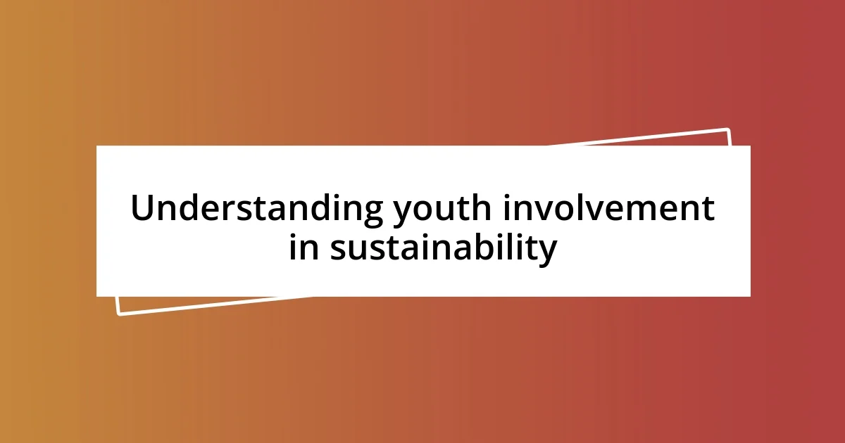 Understanding youth involvement in sustainability