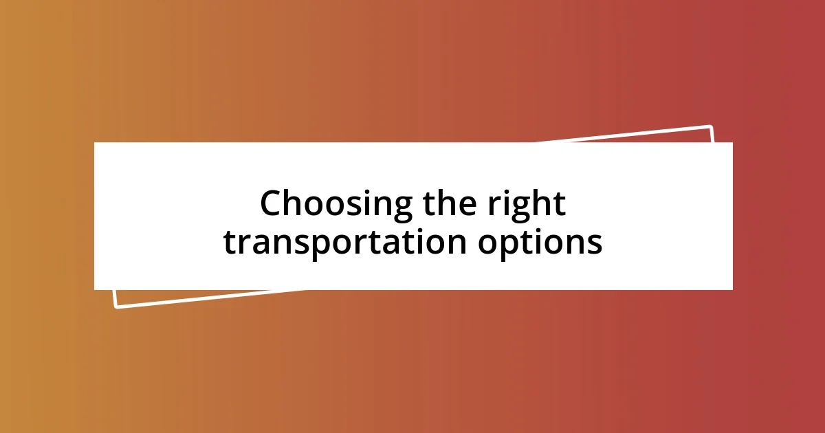 Choosing the right transportation options