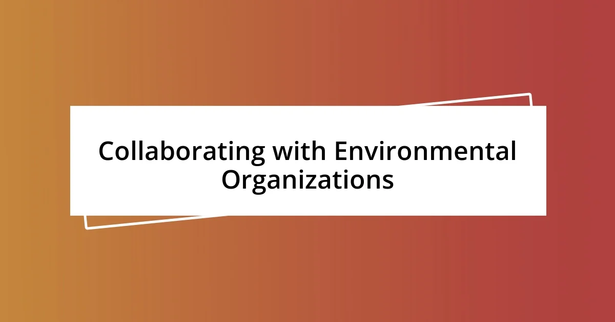 Collaborating with Environmental Organizations