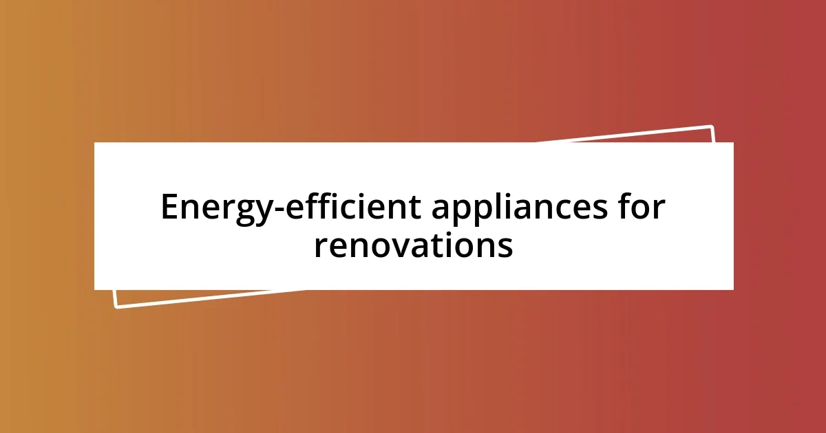 Energy-efficient appliances for renovations