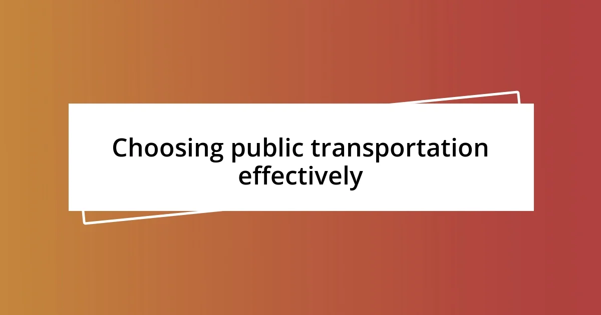 Choosing public transportation effectively