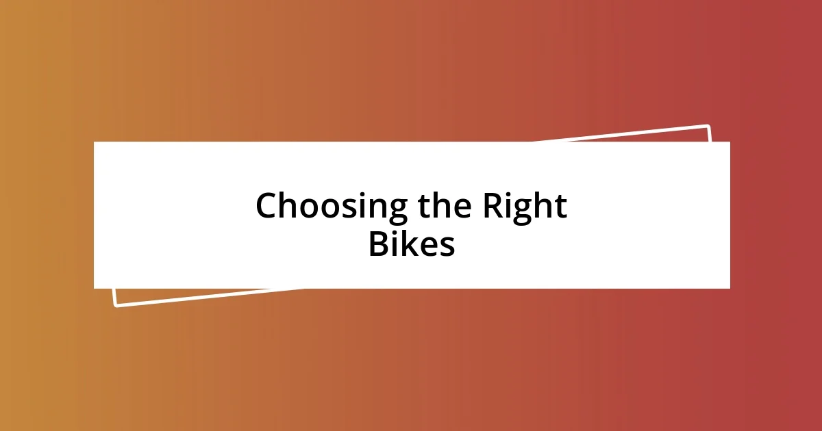 Choosing the Right Bikes