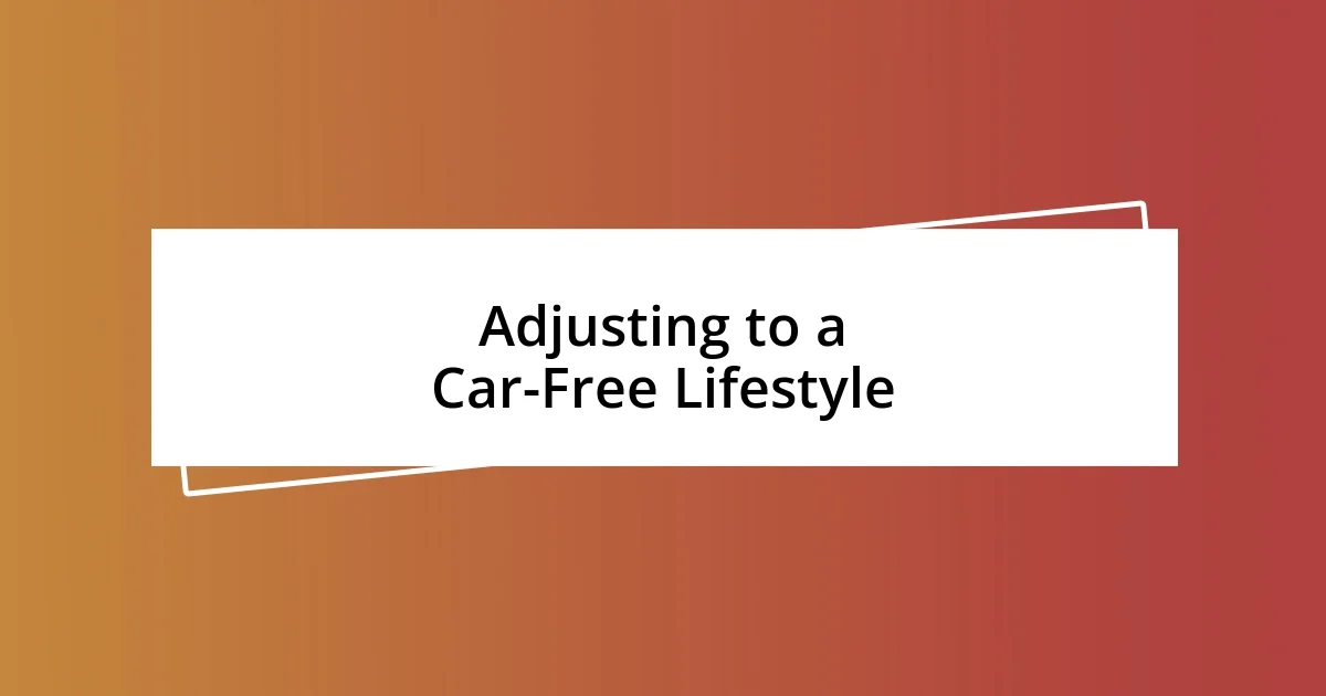 Adjusting to a Car-Free Lifestyle