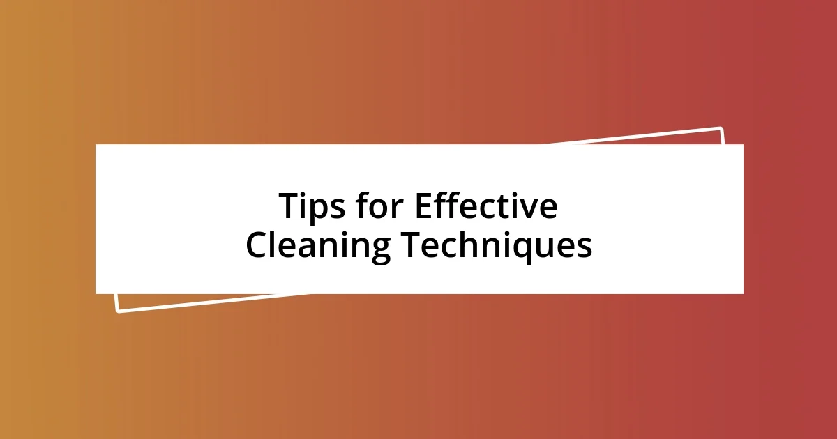 Tips for Effective Cleaning Techniques